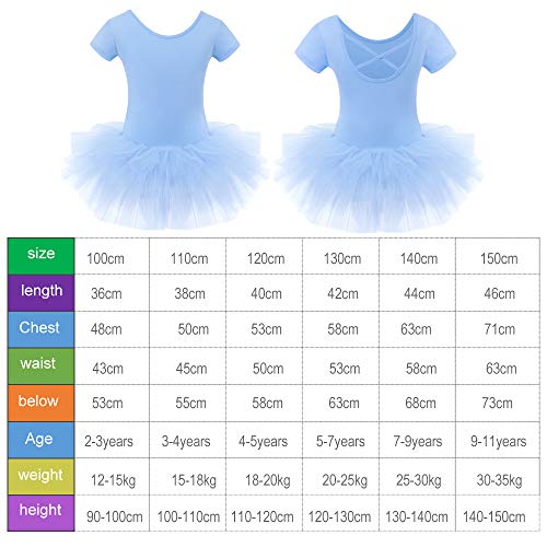 Bezioner Maillot de Danza Tutú Vestido de Ballet Gimnasia Leotardo Algodón Body Clásico para Niña Azul 120 Bezioner Maillot de Danza Tutú Vestido de Ballet Gimnasia Leotardo Algodón Body Clásico para Niña Azul 120