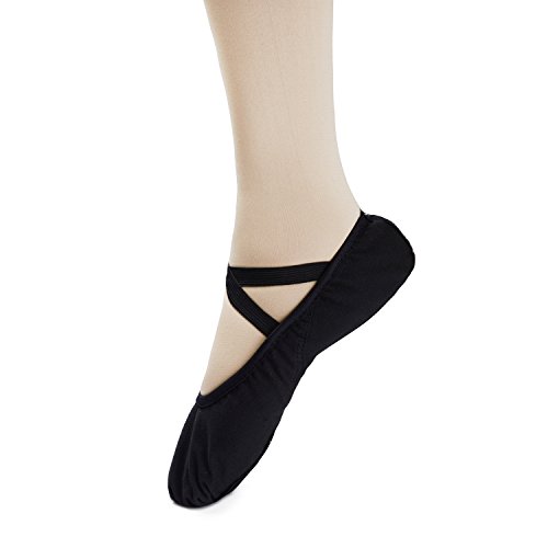 Bezioner-Shop Zapatillas de Ballet Canvas Dance Zapatos Split (Negro y Rosa Claro) Le recomendamos Que Elija uno (1) Tamaño Más Grande Que su Tamaño Normal del Zapato (33, Negro)