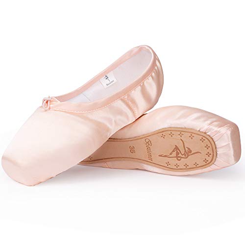 Bezioner-Shop Zapatos de Ballet Niños y Zapatos Adultos Punta con Cintas y Toe Pads (Rosado, 34)