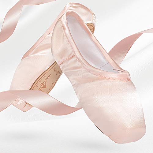 Bezioner-Shop Zapatos de Ballet Niños y Zapatos Adultos Punta con Cintas y Toe Pads (Rosado, 34)