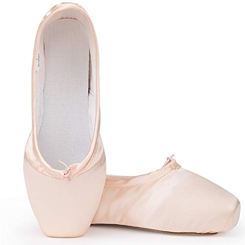 Bezioner-Shop Zapatos de Ballet Niños y Zapatos Adultos Punta con Cintas y Toe Pads (Rosado, 34)