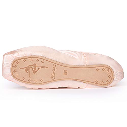 Bezioner-Shop Zapatos de Ballet Niños y Zapatos Adultos Punta con Cintas y Toe Pads (Rosado, 38)