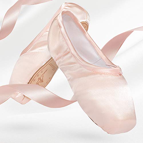 Bezioner-Shop Zapatos de Ballet Niños y Zapatos Adultos Punta con Cintas y Toe Pads (Rosado, 39)