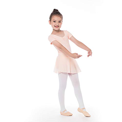 Bezioner Vestido de Ballet Maillot de Danza Gimnasia Leotardo Algodón Body Clásico para Niña Rosa 110