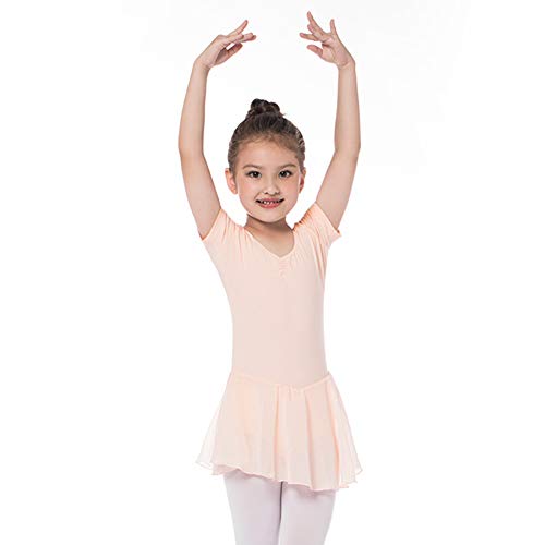 Bezioner Vestido de Ballet Maillot de Danza Gimnasia Leotardo Algodón Body Clásico para Niña Rosa 110