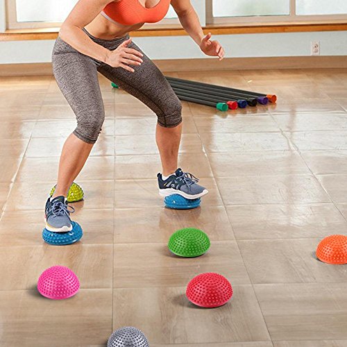 BGDR Pelota de Masaje de pies, Media Pelota de Yoga Inflable de PVC, Punto de Masaje, Ejercicios de Fitball, Entrenador, Pelota de Equilibrio de Fitness(Rojo)