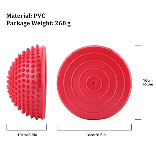 BGDR Pelota de Masaje de pies, Media Pelota de Yoga Inflable de PVC, Punto de Masaje, Ejercicios de Fitball, Entrenador, Pelota de Equilibrio de Fitness(Rojo)