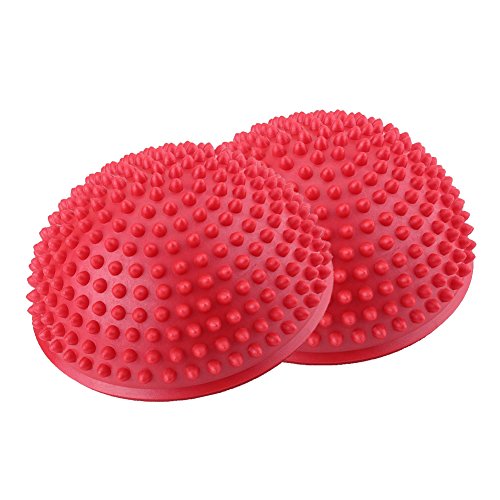 BGDR Pelota de Masaje de pies, Media Pelota de Yoga Inflable de PVC, Punto de Masaje, Ejercicios de Fitball, Entrenador, Pelota de Equilibrio de Fitness(Rojo)