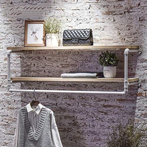 BGH Ropa de Pino Flotante Estante con Barra de Colgar, Ropa de Nivel 2 Estante de exhibición del Estante de la Ropa for la Venta al por Menor, hogar, Pared BGH Ropa de Pino Flotante Estante con Barra de Colgar, Ropa de Nivel 2 Estante de exhibición del Estante de la Ropa for la Venta al por Menor, hogar, Pared
