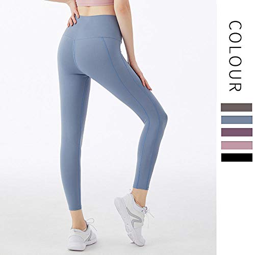 B/H Mujer Fitness Cintura Alta Pantalones,Leggings Deportivos de Tiro Alto para Mujer Medias Entrenamiento,Pantalones de Yoga adelgazantes de Cintura Alta-Sea Salt Blue_M