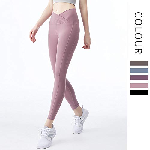 B/H Mujer Fitness Cintura Alta Pantalones,Leggings Deportivos de Tiro Alto para Mujer Medias Entrenamiento,Pantalones de Yoga adelgazantes de Cintura Alta-Sea Salt Blue_M