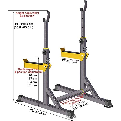 BHHT Estante para Sentadillas Multifunción Estante para Barra Ajustable En Altura Estante para Sentadillas Gimnasio En Casa Levantamiento De Pesas Prensa De Banco Soporte para Sentadillas MAX 300 Kg