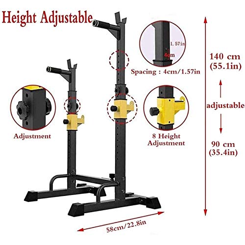 BHHT Rack para Sentadillas MAX 260kg Sports Barbell Stand Width Ajustable Racks De Peso Libre Prensa De Banco Soporte con Mancuernas Soporte De Barra Ajustable En Altura