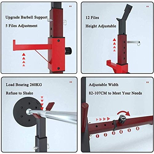 BHHT Soporte para Barra Soporte para Press De Banca Soporte Ajustable para Mancuernas Soporte para Sentadillas Soporte para Sentadillas 2 Soportes Individuales 260 Kg Cargables (Color : B)