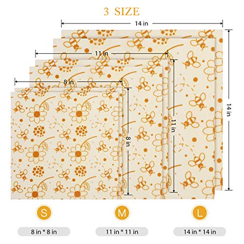 BHY Envoltorio Cera De Abeja 6Pcs Envoltorios para Alimentos Reutilizable Envolver Eco-Friendly Mantiene Comida Fresco para Såndwich, Bocadillos, Frutas (2 Pequeño / 2Mediano / 2 Grande) BHY Envoltorio Cera De Abeja 6Pcs Envoltorios para Alimentos Reutilizable Envolver Eco-Friendly Mantiene Comida Fresco para Såndwich, Bocadillos, Frutas (2 Pequeño / 2Mediano / 2 Grande)
