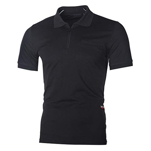 BHYDRY Camiseta Hombre Personalidad de la Moda de los Hombres Casual Slim Manga Corta Bolsillos Camiseta Top Blusa(Negro,XX-Large)