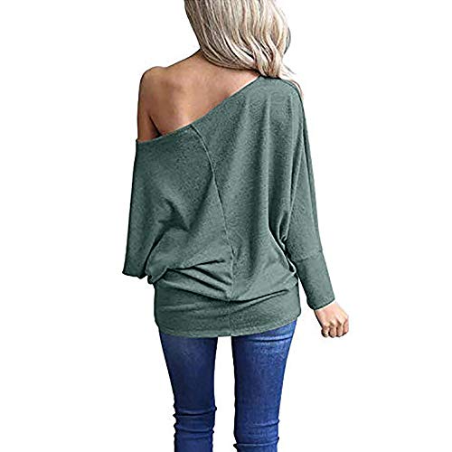 BHYDRY Mujeres Fuera del Hombro suéter Suelto suéter Manga del murciélago de Punto Jersey Superior Blusa Camiseta