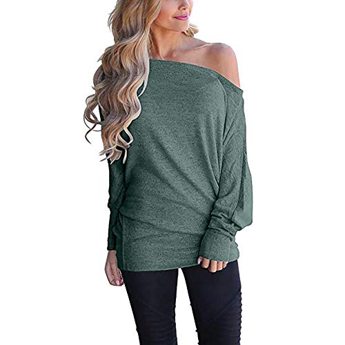 BHYDRY Mujeres Fuera del Hombro suéter Suelto suéter Manga del murciélago de Punto Jersey Superior Blusa Camiseta