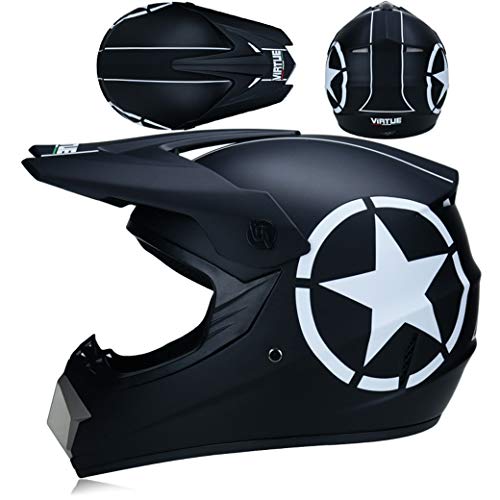 Bicicleta BMX Casco de Motocross Crash, Negra Mate, para Niños ATV Quad Casco de Go-Kart, Casco de Campo A Través Cross Integral con Gafas Guantes Máscara, para Mujer Hombre Adultos,L Bicicleta BMX Casco de Motocross Crash, Negra Mate, para Niños ATV Quad Casco de Go-Kart, Casco de Campo A Través Cross Integral con Gafas Guantes Máscara, para Mujer Hombre Adultos,L