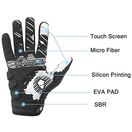 Bicicleta de montaña guantes de montar guantes de motocicleta guantes de motocicleta guantes de pantalla táctil de dedo completo hombres y mujeres moda deportiva guantes de esqueleto (New Bianco, M)