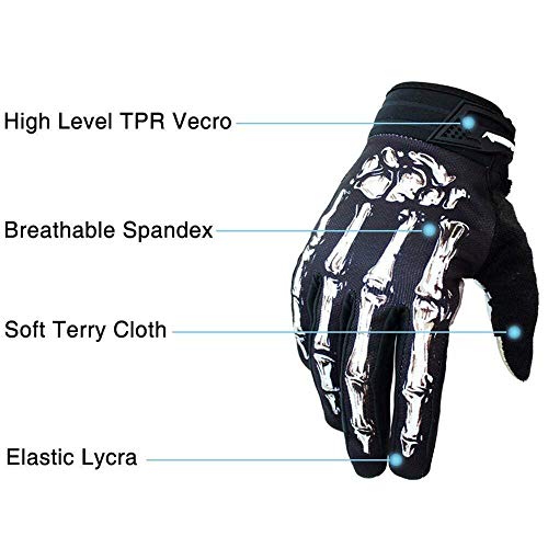 Bicicleta de montaña guantes de montar guantes de motocicleta guantes de motocicleta guantes de pantalla táctil de dedo completo hombres y mujeres moda deportiva guantes de esqueleto (New Bianco, M)