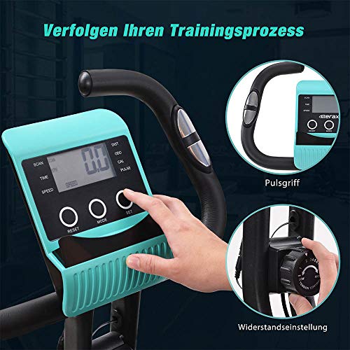 Bicicleta Estática Plegable Ajustable con Sillin Bicicleta Fitness Pantalla LCD, Bicicleta de Ejercicios Aeróbicos Sport para Interiores Entrenamiento Ejercicios Cardiovasculares [EU Stock]