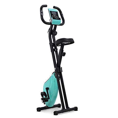 Bicicleta Estática Plegable Ajustable con Sillin Bicicleta Fitness Pantalla LCD, Bicicleta de Ejercicios Aeróbicos Sport para Interiores Entrenamiento Ejercicios Cardiovasculares [EU Stock]