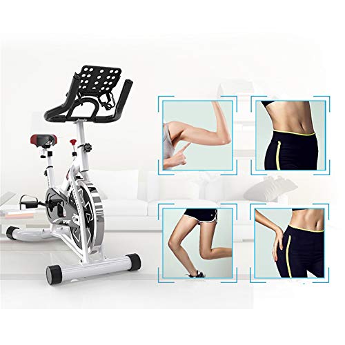 Bicicleta Fija Para Interiores, Bicicleta De Ejercicios Para Bajar De Peso Para El Hogar, Cojín Cómodo Para Entrenamiento Silencioso En Interiores, Con Soporte Para Teléfono Móvi/ Soporte150 Kg,Blanco