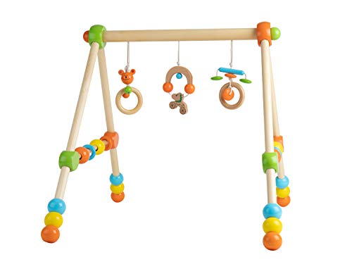 Bieco 4002315 - Gimnasio de madera para bebés (altura regulable), color verde Bieco 4002315 - Gimnasio de madera para bebés (altura regulable), color verde