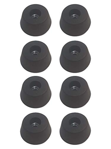 Bietec - Pies de goma (8 unidades) con 8 tornillos para muebles, bastidores, maletas, topes de puerta, cajas de vuelo, atornillables, color negro
