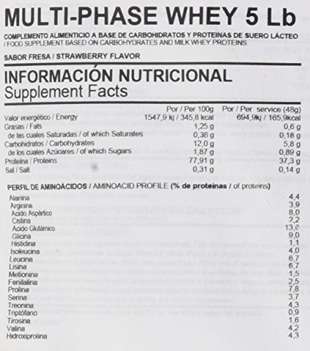 Big Man Nutrition Multi-Phase Whey Complejo de Proteínas, Fresa - 2268 gr