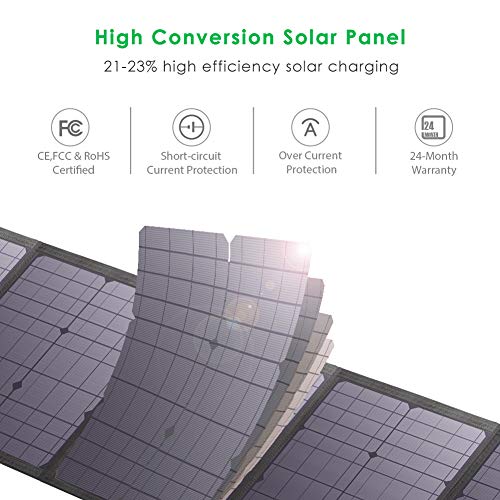 BigBlue 100W Cargador Solar Plegable Solar Panel con PD 45W Tipo-C, Dual USB Puertos y 12-18V DC Salida para Generador Portátil, Teléfono Celular o Batería, Carga Rápida