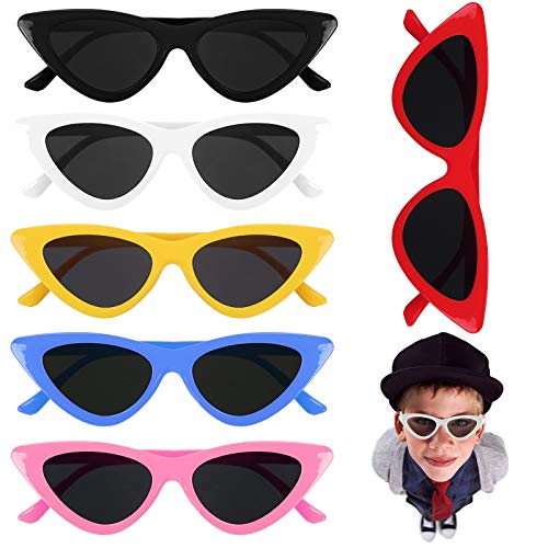 BIGKASI Gafas Retro Vintage 6 Pares Anteojos de Gato Moda, Gafas de Sol Ovalada Vintage,Gafas de Sol Vintage Pequeño Mini Gafas Vintages con Estilo Vintage para Mujer/Hombre/Niños（6 Colores）