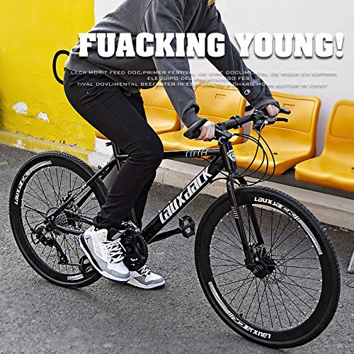 Bike Bicicleta para Hombre 26 Pulgadas Bike Bicicleta De Una Velocidad con Frenos De Posavasos Y Neumáticos Anchos con Suspensión,Rojo,M