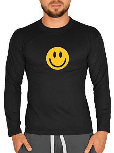 Biker Camisa – Big Smiley – Camiseta de manga larga para verdadera Kerle Negro negro
