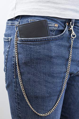 Biker Cartera pequeña con la Cadena y con el Cierre para señores Monedero para señoras LEAS, Piel auténtica, Negro - ''LEAS Chain-Series''