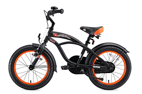 BIKESTAR Bicicleta Infantil para niños y niñas a Partir de 4 años | Bici 16 Pulgadas con Frenos | 16" Edición Cruiser Negro