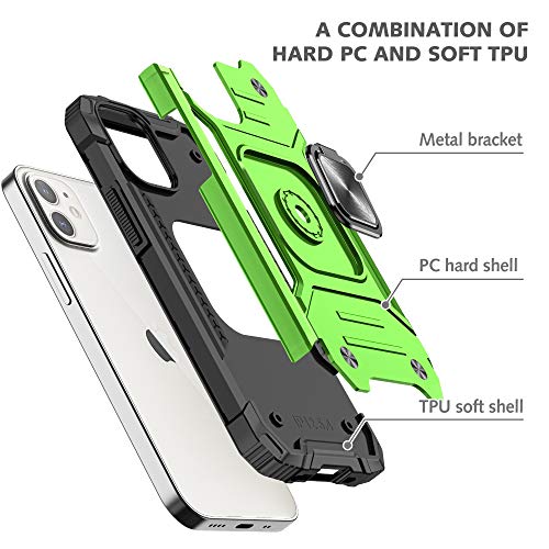 Billion Good - Carcasa para iPhone 12mini, con soporte de pie, anticaída, compatible con Apple iPhone 12mini,5,4", color verde menta Billion Good - Carcasa para iPhone 12mini, con soporte de pie, anticaída, compatible con Apple iPhone 12mini,5,4", color verde menta