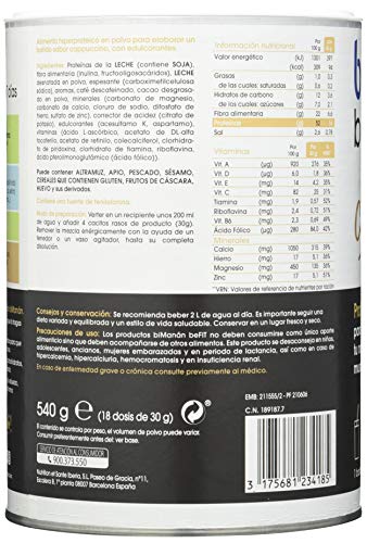biManán - beFIT - Batido Cappuccino, Proteína para tonificar, 540 gr, 18 dosis de 30g
