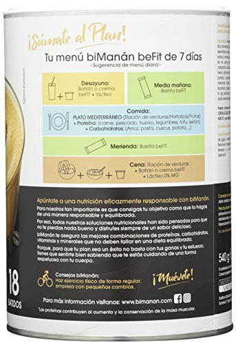 biManán - beFIT - Batido Cappuccino, Proteína para tonificar, 540 gr, 18 dosis de 30g