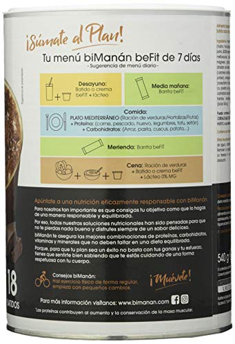 biManán - beFIT - Proteína para tonificar - Batido Chocolate - 18uds 540 gr