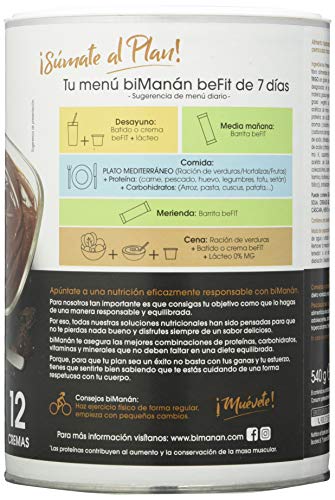 biManán - beFIT - Proteína para tonificar - Crema Chocolate - 12uds 540 gr