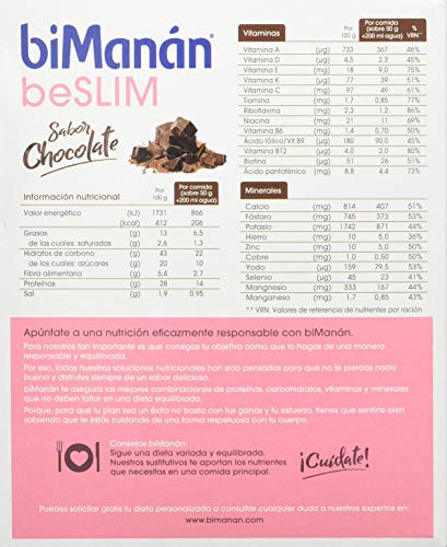 biManán - beSLIM - Sustitutivos para Adelgazar - Batido Chocolate - 6uds 300 gr