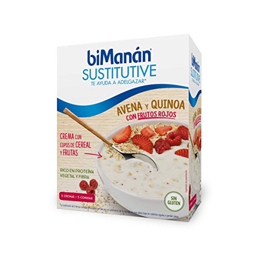 biManán - Vegetal - Sustitutivos para Adelgazar - Crema avena frutos rojos - 5uds 275 gr