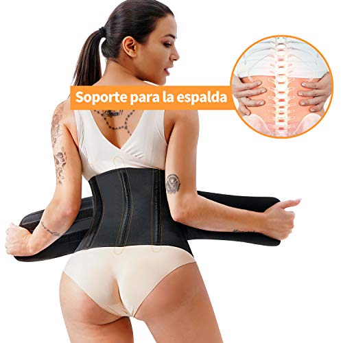 Bingrong Cintura Faja Deportiva Entrenador de Cintura Cremallera Neopreno Mujer Reductora Adelgazante Mujer de Firness Faja de Sauna para Adelgazar Cinturón de Sudoración