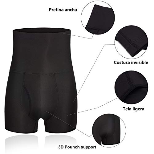 Bingrong Fajas Pantalones Braga Moldeadora Abdomen Hombre Boxers Calzoncillos Moldeador Orificio Fitness Ropa Interior Negra Elástico Shapewear for Men Faja Reductora Adelgazante (Negro, Medium)