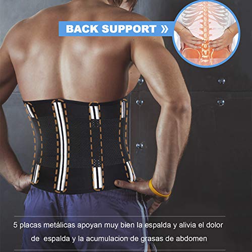 Bingrong Fajas Reductoras Adelgazantes Faja Lumbares Mujer Trabajo Fajas Deportivas Neopreno Cinturón Lumbar Mujer Waist Trainer Corset Fajas para Adelgazar Entrenador de Cintura (Negro, Large)