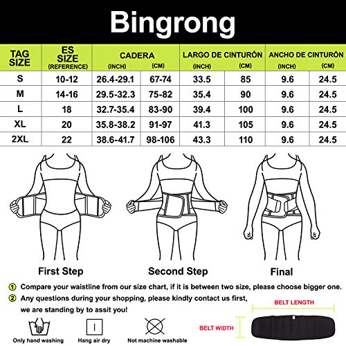 Bingrong Fajas Reductoras Adelgazantes Faja Lumbares Mujer Trabajo Fajas Deportivas Neopreno Cinturón Lumbar Mujer Waist Trainer Corset Fajas para Adelgazar Entrenador de Cintura (Negro, Large)