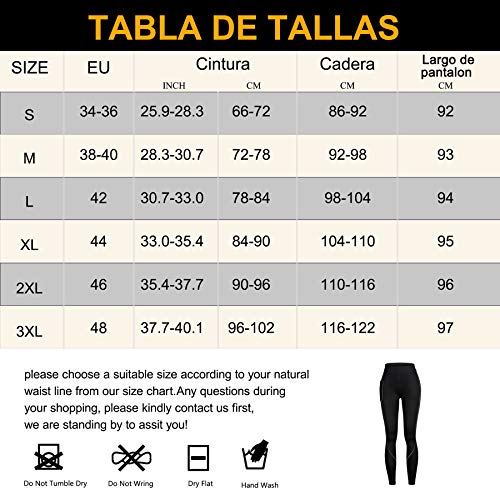 Bingrong Mallas Pantalones Deportivos Leggings Mujer Deporte Pantalones Adelgazantes Mujer con Bolsillos Pantalon Running Neopreno Fitness Sauna Sudoracion Ropa Quema Grasa Mujer (Negro, X-Large)