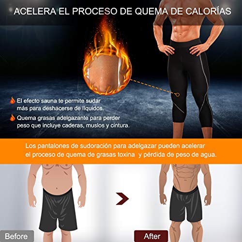 Bingrong Pantalones para Adelgazar Hombre Pantalón de Sudoración Adelgazar Pantalones de Neopreno para Ejercicio para Pérdida de Peso Deportivo (Negro, S)